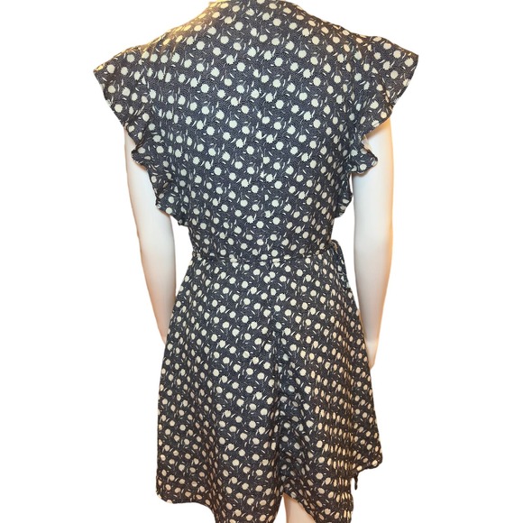 Urban Outfitters Wrap-Front Dress Navy White Size Small - Picture 2 of 12
